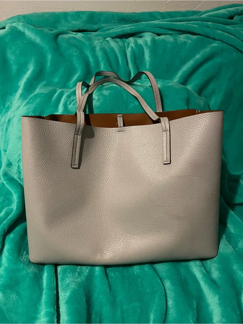 Tory Burch Pebbled Leather Gray Tote